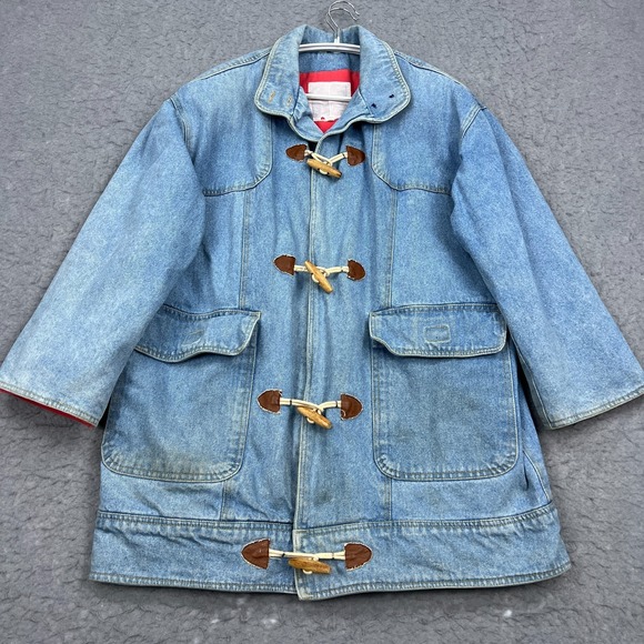 Jackets & Blazers - Vintage Denim Jacket Women's Small Blue Toggle Clasp Closure Retro Lined Coat